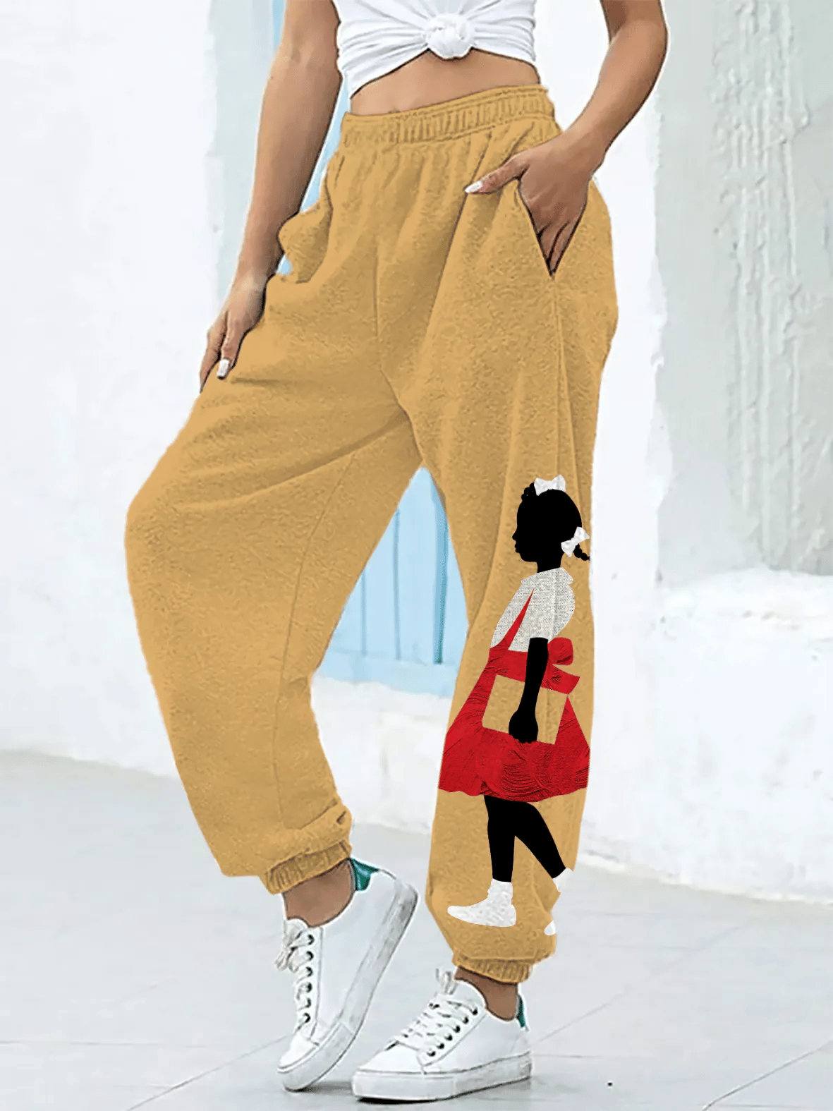 Women's Red Dress Girl Ruby Print Casual Joggers Sweatpants